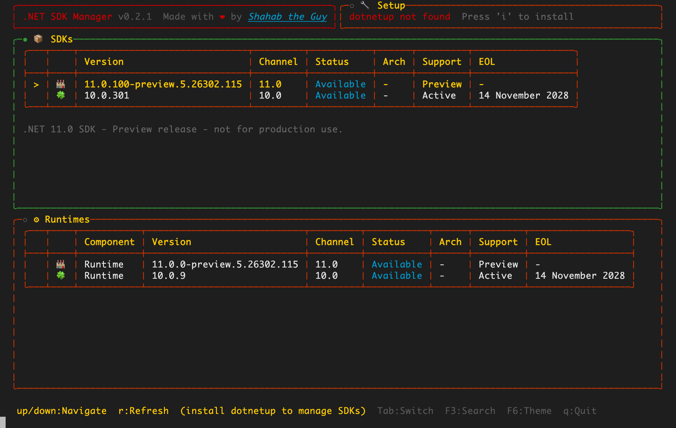 dsm on a fresh machine with dotnetup not installed